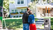Homeowners, Genny and Russ Davis see their new home for the first time, as seen on Fixer Upper. (action)