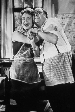 Erich Engels, Komoedie, Deutschland, 1958, S/W Paar, Maria Sebaldt, Heinz Erhardt