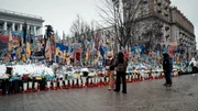 Denkmal f&uuml;r die Opfer der russischen Invasion auf dem Unabh&auml;ngigkeitsplatz in Kiew.