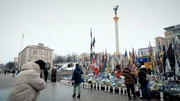 Denkmal f&uuml;r gefallene ukrainische Soldaten im Krieg Russlands gegen die Ukraine auf dem Unabh&auml;ngigkeitsplatz in Kiew.