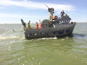 The Intruder ship in the ocean.