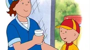 Caillou (re.) darf dem Baseball-Team als Wasserjunge helfen.