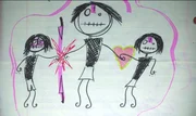 Eine Zeichnung der Familie, gemalt von Paris.