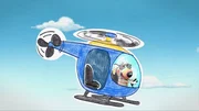 Rettungspilot Dylan fliegt mit seinem Hubschrauber zu seinem n&auml;chsten Einsatz.