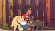 Josefine kann sehr gut mit Hunden umgehen und hat schnell das Vertrauen des streunenden Hundes Rosti gewonnen. Auch Anton, der Familienhund von Josefine, scheint ihn zu mögen. Josefine kann sehr gut mit Hunden umgehen und hat schnell das Vertrauen des streunenden Hundes Rosti gewonnen. Auch Anton, der Familienhund von Josefine, scheint ihn zu mögen.