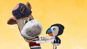 Puffin beschlie&szlig;t zu bleiben und Salty schlie&szlig;t ihn &uuml;bergl&uuml;cklich in seine Arme.