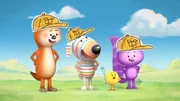 Das Lieferteam ist komplett: Ozzy (links), Dylan, Bitsy und Daisy sind bereit f&uuml;r ihr heutiges Spiel &bdquo;Lieferdienstfahrer&ldquo;.
