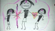 Eine Zeichnung der Familie, gemalt von Paris.