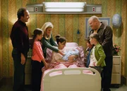 L-R: Jim Belushi (Jim), Ruby (Taylor Atelian), Cheryl (Courtney Thorne-Smith), Kimberly Williams-Paisley (Dana), Kyle (Conner Rayburn), Andy (Larry Joe Campbell), Gracie (Billi Bruno).