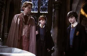Kenneth Branagh (Gilderoy Lockhart), Rupert Grint (Ron Weasley), Daniel Radcliffe (Harry Potter).