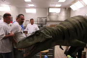 Danny and Joe react to T rex visitor.