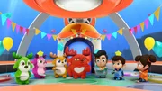 v.li.: Bobbi, Lola, Kai, Rammy, Sir Steel, Stu, Safia