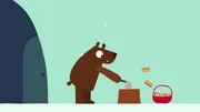 Der B&auml;r bereitet alles f&uuml;r seinen Winterschlaf vor.