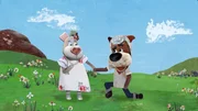 Nonna st&uuml;tzt Tom, als dieser seine m&uuml;den Knie strecken muss.