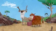 Barne und Lord Hirsch schw&auml;nzen das Training und suchen nach einem guten Platz, wo sie den stibitzten Sardinenkuchen essen k&ouml;nnen.