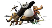 Gemeinsam mit seinen Freunden (hinten v.l.) Monkey, Crane, Tigress und Viper macht sich Panda Po (M.) auf, um dem B&ouml;sen die Stirn zu bieten.