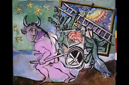 In &bdquo;Minotaure &agrave; la carriole&ldquo; (deutsch: &bdquo;Minotaurus mit einem Wagen&ldquo;) von 1933 zieht Picassos Kunstfigur Minotaurus den Wagen seiner gescheiterten Ehe mit Olga Khokhlova aus dem Dreck.