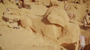 Sensationsfund in den Steinbr&uuml;chen von Dschabal as-Silsila: Die Widderkopf-Sphinx ist &uuml;ber 3.000 Jahre alt und wurde nie vollendet.