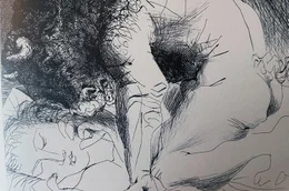 In Picassos Werk &bdquo;Minotaure caressant une dormeuse&ldquo; von 1933 streichelt ein offensichtlich verliebter Minotaurus eine schlafende Frau mit seinem Kopf.