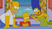 Bart (M.) hat sich in den Kopf gesetzt, mit Grampa in den Ring zu steigen. Homer (l.) und Marge (r.) versuchen alles, um ihn davon abzuhalten ...