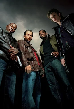 Vier Br&uuml;der - Artwork - mit (v.l.n.r.) Tyrese Gibson, Mark Wahlberg, Andre Benjamin, Garrett Hedlund
