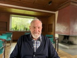 Georg Schwarzenbeck  bei den Dreharbeiten zur Doku "Heimspiel - die erste Fu&szlig;ball-WM in Deutschland".