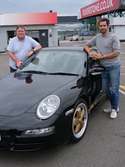 Mike and Elvis posing with porsche. Mike and Elvis posing with porsche.