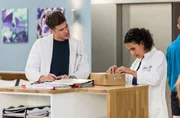 Dr. Ben Ahlbeck (Philipp Danne, l.) und Dr. Leyla Sherbaz (Sanam Afrashteh, r.) stehen gerade zusammen am Stationscounter des JTK, als Leyla ein Überraschungspaket mit ihrem Lieblingsgebäck öffnet. Dr. Ben Ahlbeck (Philipp Danne, l.) und Dr. Leyla Sherbaz (Sanam Afrashteh, r.) stehen gerade zusammen am Stationscounter des JTK, als Leyla ein Überraschungspaket mit ihrem Lieblingsgebäck öffnet.