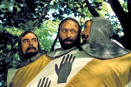 Der dreik&ouml;pfige Ritter: v.l.n.r.: Terry Jones, Graham Chapman und Michael Palin