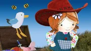 Lily entdeckt in einer Kiste voller Kost&uuml;me einen wundersch&ouml;nen Cowgirlhut f&uuml;r sich und lustige Wackelf&uuml;hler f&uuml;r Pelle.