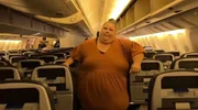 Stephanie geht durch die G&auml;nge eines Flugzeugs.