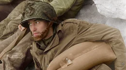 US-Soldat an &bdquo;Omaha Beach&ldquo; am 6. Juni 1944.