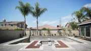 The Ghonim pool is aesthetically pleasing with it's geometric shapes, and it is ready for that splash of color that will change the entire dynamic of the yard.