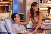 CHICAGO MED -- "A Game of Inches" Episode 1102 -- Pictured: (l-r) James Immekus as Miles Weller, Gina Vitori as Emerald Atwell.