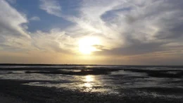 Sunset at San Ignacio Lagoon in Mexico.