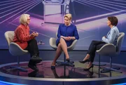 Zu Gast bei Moderatorin Sandra Maischberger (r.): v.l.n.r. Monika Schnitzer (Vorsitzende der "Wirtschaftsweisen") und Franziska Giffey (SPD, Berliner Wirtschaftssenatorin). Zu Gast bei Moderatorin Sandra Maischberger (r.): v.l.n.r. Monika Schnitzer (Vorsitzende der "Wirtschaftsweisen") und Franziska Giffey (SPD, Berliner Wirtschaftssenatorin).