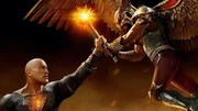 l-R: Black Adam (Dwayne Johnson) and Hawkman (Aldis Hodge)