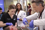 CHICAGO MED -- "Take a Look in the Mirror" Episode 1013 -- Pictured: (l-r) Sarah Ramos as Dr. Caitlin Lenox, Ashlei Sharpe Chestnut as Naomi Howard, Steven Weber as Dr. Dean Archer CHICAGO MED -- "Take a Look in the Mirror" Episode 1013 -- Pictured: (l-r) Sarah Ramos as Dr. Caitlin Lenox, Ashlei Sharpe Chestnut as Naomi Howard, Steven Weber as Dr. Dean Archer