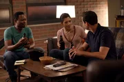 CHICAGO FIRE -- "Mayday" Episode 1001 -- Pictured: (l-r) Daniel Kyri as Darren Ritter, Hanako Greensmith as Violet, Alberto Rosende as Blake Gallo