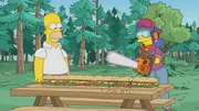 "Die Simpsons", "Stammesfehde." Als Lisa an ihrer Schule eine Szene aus ihrem Familienalltag nachstellt, wird Marge bewusst, wie eint&ouml;nig ihr Leben doch ist. Da legt ein gl&uuml;cklicher Zufall ein gro&szlig;es Talent der Hausfrau und Mutter frei: Durch einen umgest&uuml;rzten Baum, den Marge aus dem Weg schafft, kommt ihre Begabung als Holzf&auml;llerin zum Vorschein. Bei sportlichen Wettbewerben in dieser Disziplin ist Marge bald unschlagbar. Doch leider scheint sie der Ruhm mehr und mehr von ihrer Familie zu entfremden.