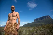 Ed Stafford in Venezuela: Ed Stafford walks around a high point of the Venezuela Sabana next to high rock formation called Tepuy by locals.