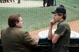 Am Set: Regisseur Bennett Miller, r. und Schauspieler Jonah Hill, l.