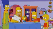 Halten zusammen, als Bart zu Unrecht beschuldigt wird, zu Ostern einen Streich in der Schule gespielt zu haben: Marge (l.), Homer (2.v.l.), Maggie (M.), Bart (2.v.r.) und Lisa (r.) ... Halten zusammen, als Bart zu Unrecht beschuldigt wird, zu Ostern einen Streich in der Schule gespielt zu haben: Marge (l.), Homer (2.v.l.), Maggie (M.), Bart (2.v.r.) und Lisa (r.) ...