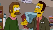 Wollen, dass Homer sein Amt als Diakon wieder aufgibt: Flanders (l.) und Reverend Lovejoy (r.) ...