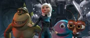 Stehen vor einer schwierigen Aufgabe: B.O.B. (2.v.r.), Missing Link (l.), Dr. Kakerlake (r.) und Gigantika (2.v.l.) sollen die Welt vor der bevorstehenden Zerst&ouml;rung von Aliens retten ...