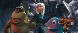 Stehen vor einer schwierigen Aufgabe: B.O.B. (2.v.r.), Missing Link (l.), Dr. Kakerlake (r.) und Gigantika (2.v.l.) sollen die Welt vor der bevorstehenden Zerst&ouml;rung von Aliens retten ...