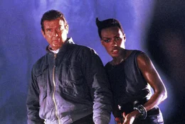 James Bond (Roger Moore), May Day (Grace Jones)