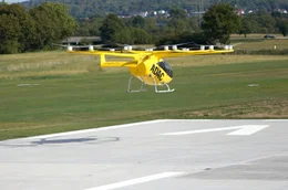 Das Start-up Volocopter baut in Bruchsal am Rhein elektrische Flugtaxis, die in diesem Jahr vom ADAC als Notarzt-Shuttle getestet werden.