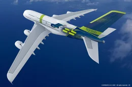 Airbus baut den Prototyp der A380, des gr&ouml;&szlig;ten Passagierflugzeugs der Welt, zu einem fliegenden Labor f&uuml;r Wasserstoff aus.