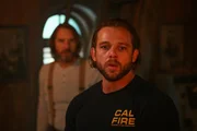 Bode and Jake respond to a lighthouse rescue operation that turns into a mission to prevent a ship from crashing during an intense storm. Meanwhile, Eve investigates the origins of a flu outbreak at Three Rock. Pictured: Adrian Hough as Carlton, and Max Thieriot as Bode Leone.